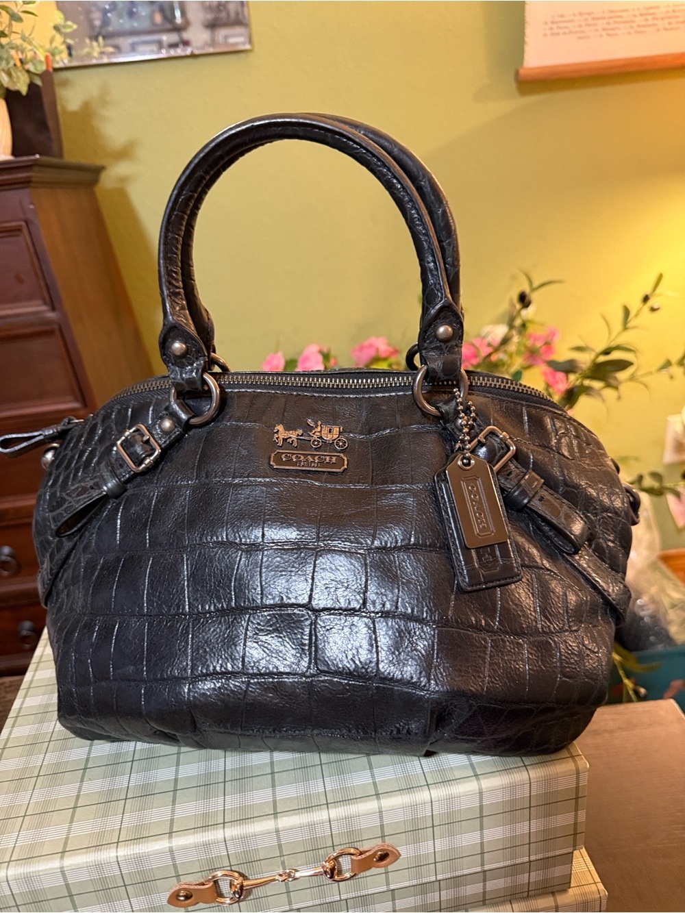 Coach Vintage Madison Sofia Croc Embossed Hobo